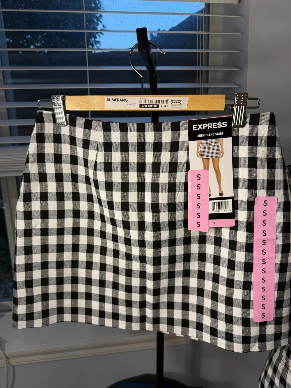 Express Black and White Gingham Mini Skirt